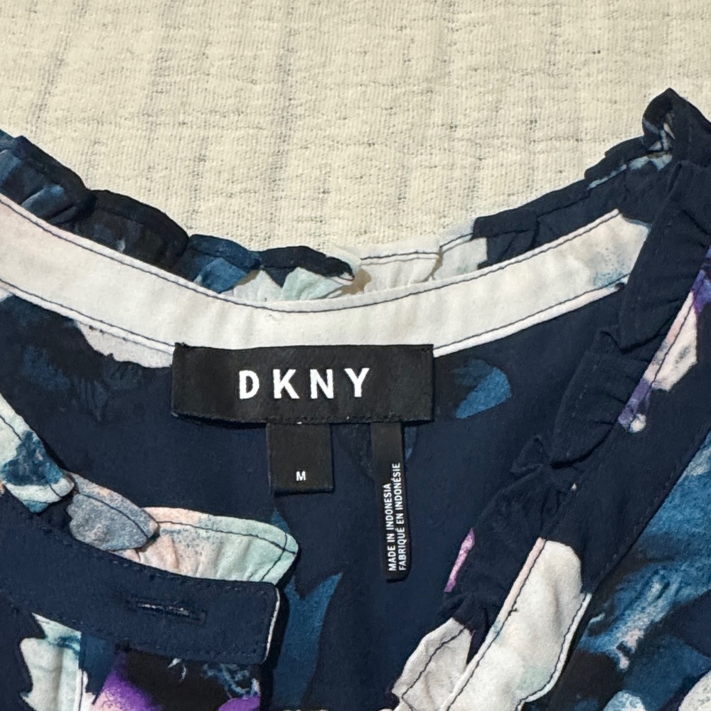 DKNY Floral Print Blouse in Navy and Pink - Picture 2 of 3